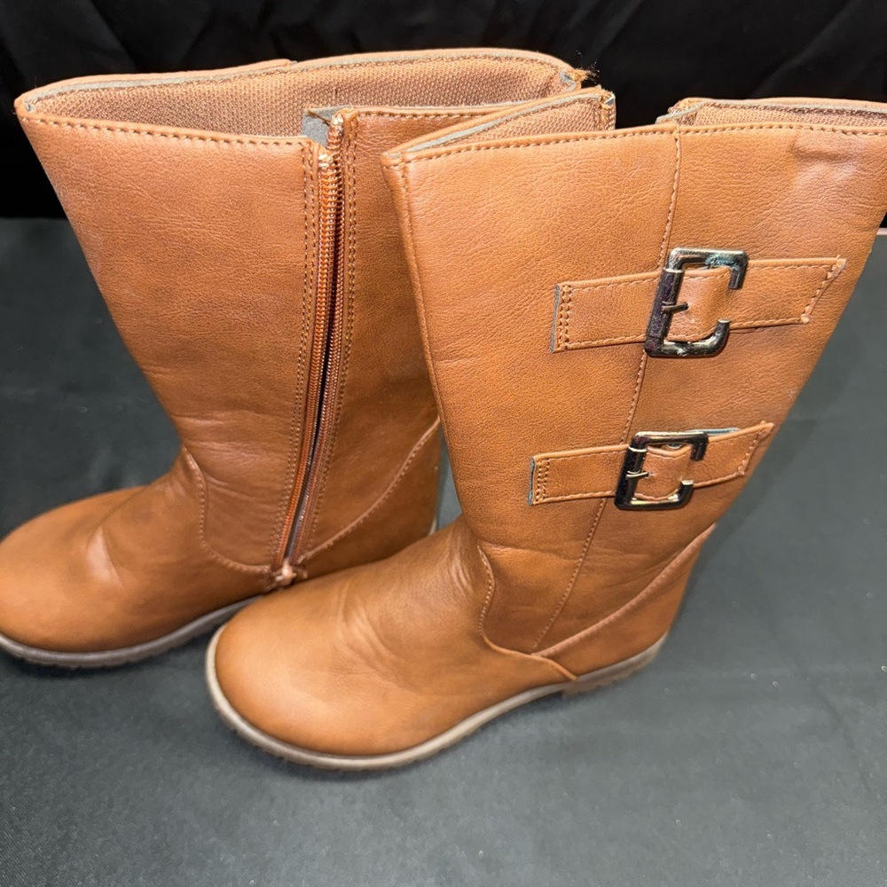 Brown Kids Boots with Buckle Detail